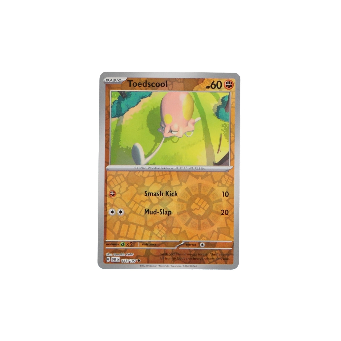 Pokemon TCG SV3 Obsidian Flames 118/197 Toedscool Rev Holo Card - stylecreep.com