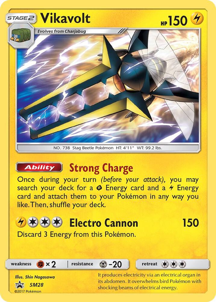 Pokemon Sun & Moon Promo Vikavolt SM28 Holo Card