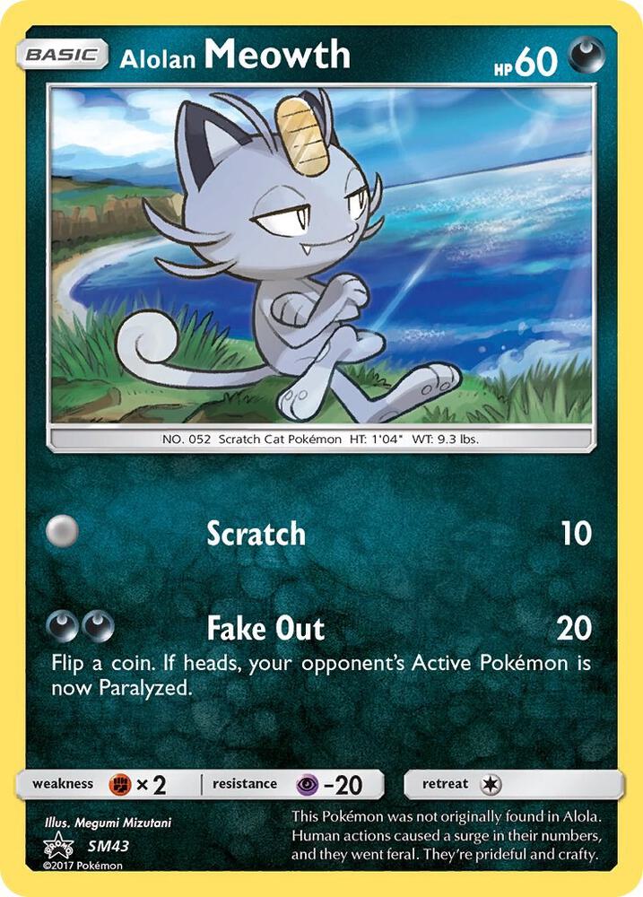 Pokemon Sun & Moon Promo Alolan Meowth SM43 Holo Card