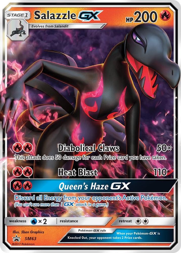 Pokemon Sun & Moon Promo Salazzle GX SM63 Holo Card