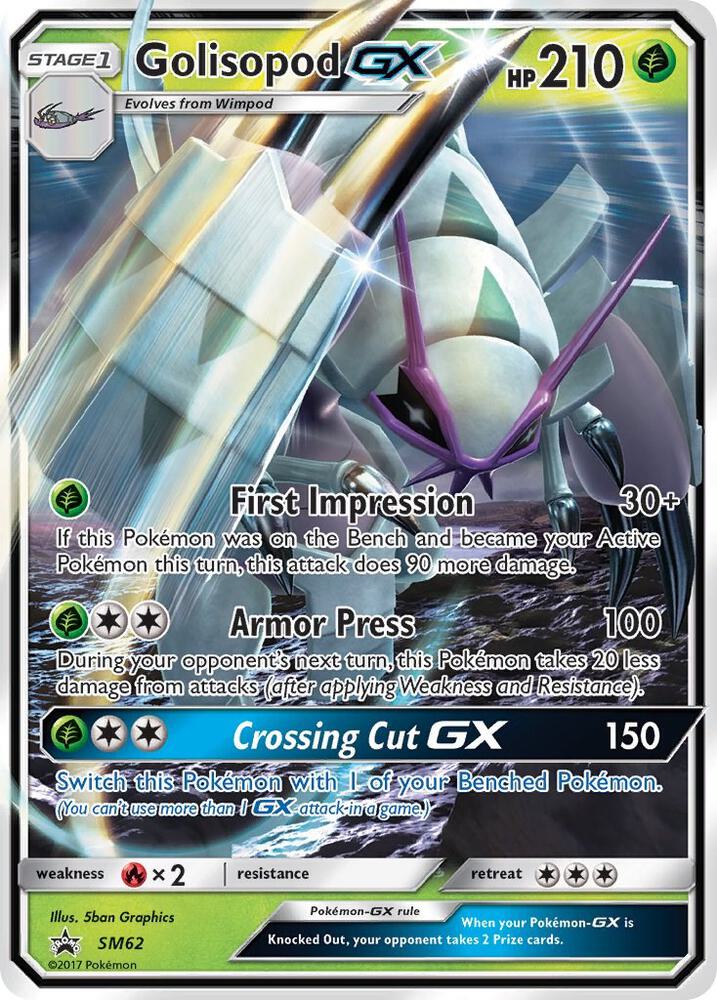 Pokemon Sun & Moon Promo Golisopod GX SM62 Holo Card