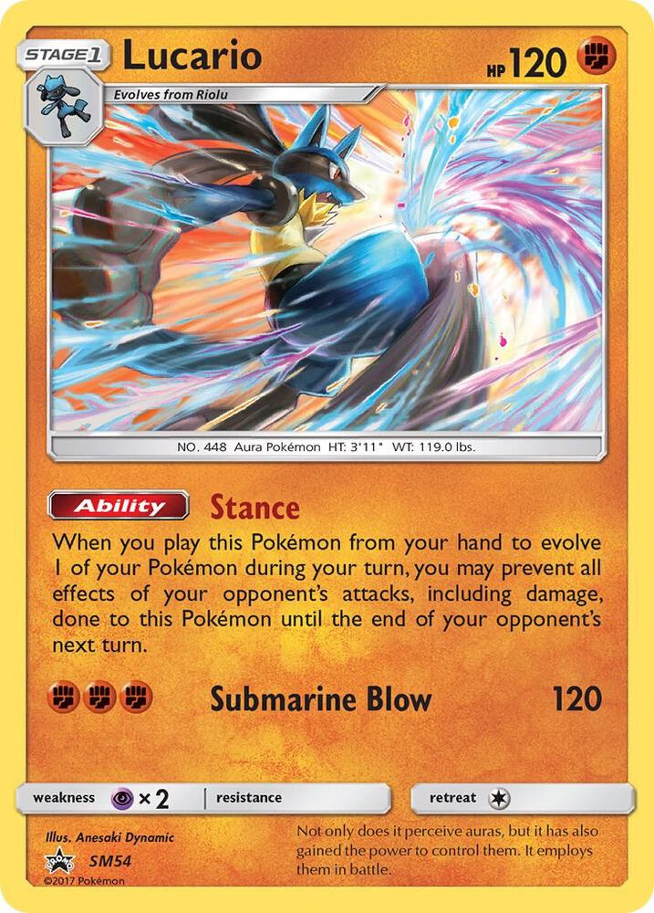 Pokemon Sun & Moon Promo Lucario SM54 Holo Card