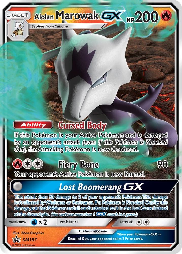 Pokemon Sun & Moon Promo Alolan Marowak GX SM187 Holo Card