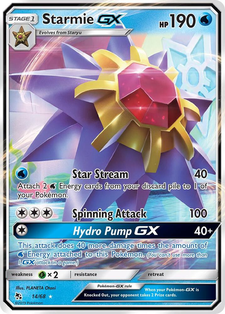 Pokemon Hidden Fates Starmie GX 14/68 Ultra Rare Holo Card - stylecreep.com