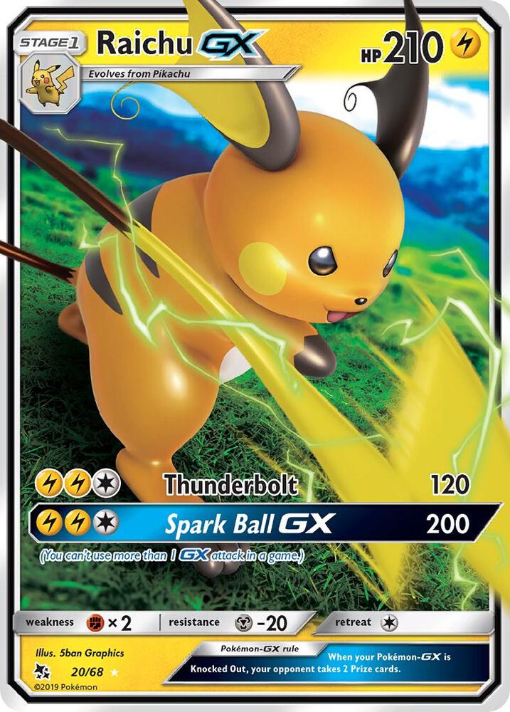 Pokemon Hidden Fates Raichu GX 20/68 Ultra Rare Holo Card - stylecreep.com