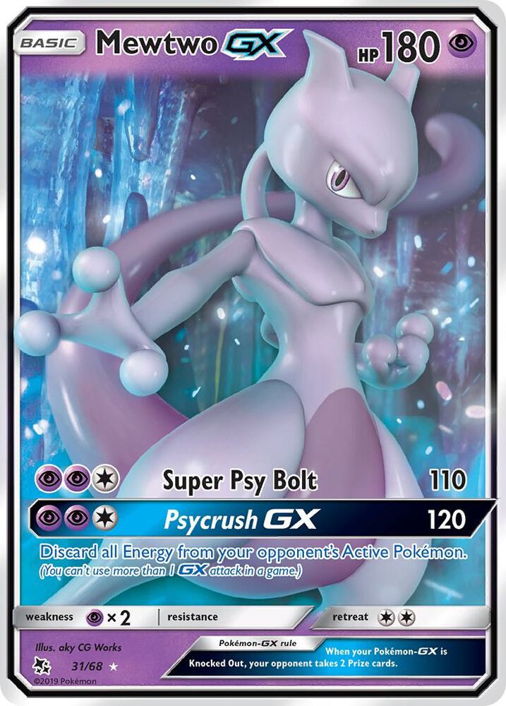 Pokemon Hidden Fates Mewtwo GX 31/68 Ultra Rare Holo Card - stylecreep.com