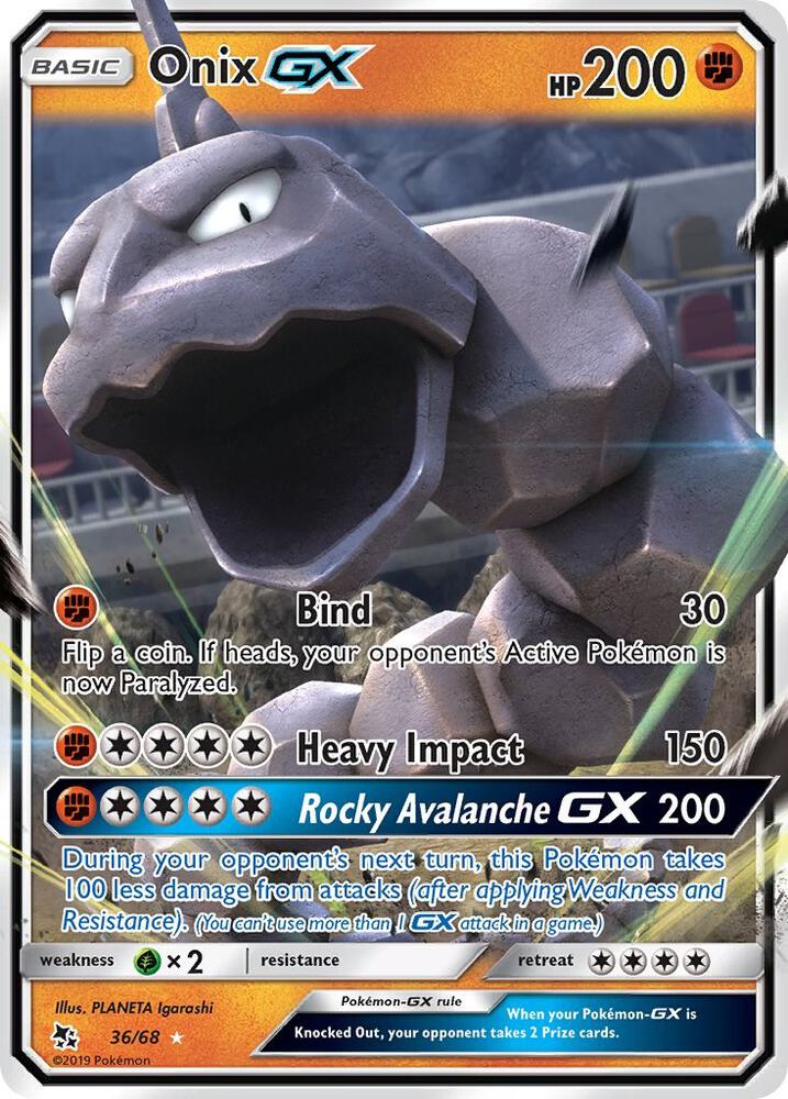 Pokemon Hidden Fates Onix GX 36/68 Ultra Rare Holo Card - stylecreep.com