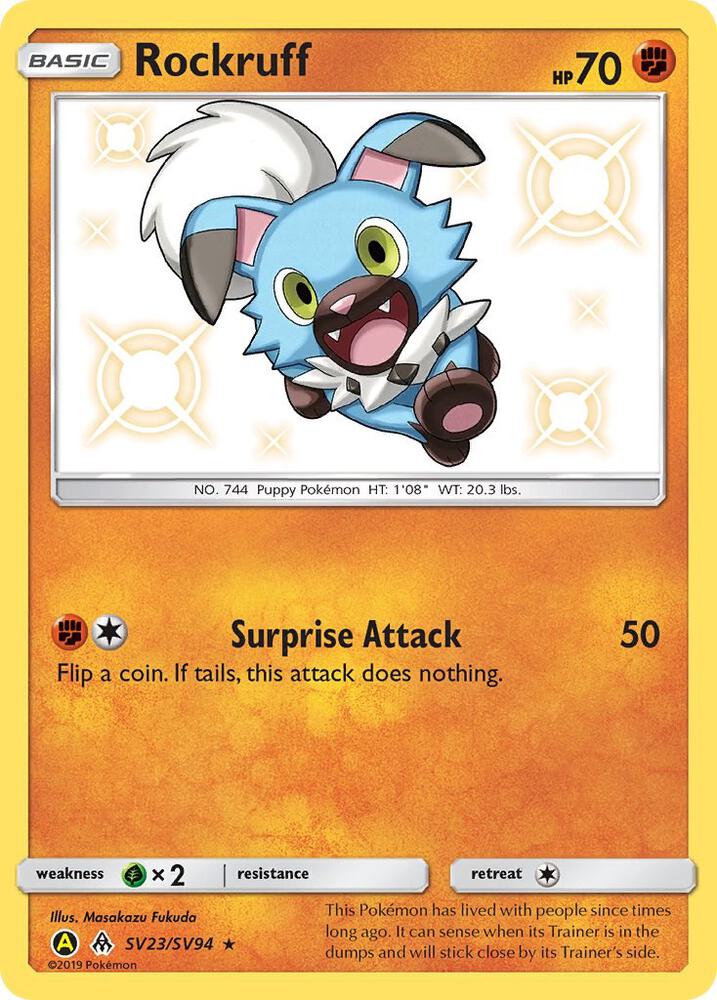 Pokemon Hidden Fates Rockruff SV23/SV94 Shiny Holo Rare Holo Card - stylecreep.com