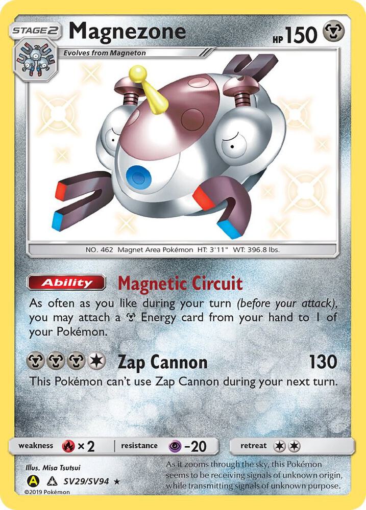 Pokemon Hidden Fates Magnezone SV29/SV94 Shiny Holo Rare Holo Card - stylecreep.com