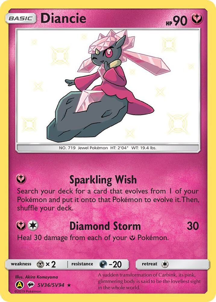 Pokemon Hidden Fates Diancie SV36/SV94 Shiny Holo Rare Holo Card - stylecreep.com