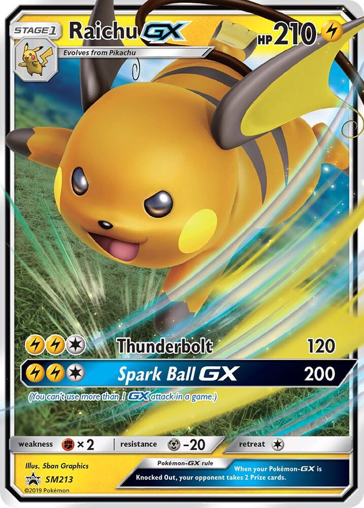 Pokemon Sun & Moon Promo Raichu GX SM213 Holo Card