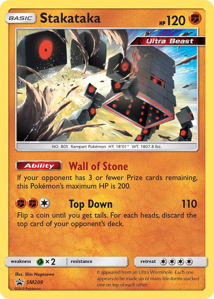 Pokemon Sun & Moon Promo Stakataka SM209 Holo Card