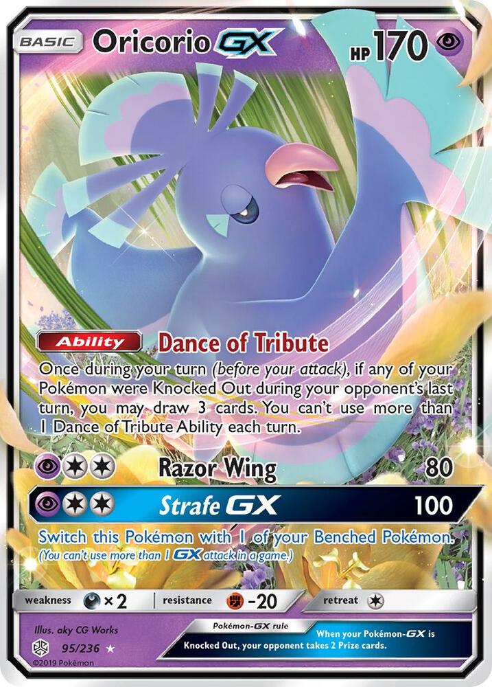 Pokemon Cosmic Eclipse Oricorio GX 95/236 Ultra Rare Holo Card