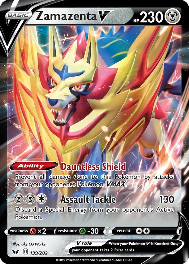 Pokemon Sword & Shield Base Set Zamazenta V 139/202 Ultra Rare Holo Card