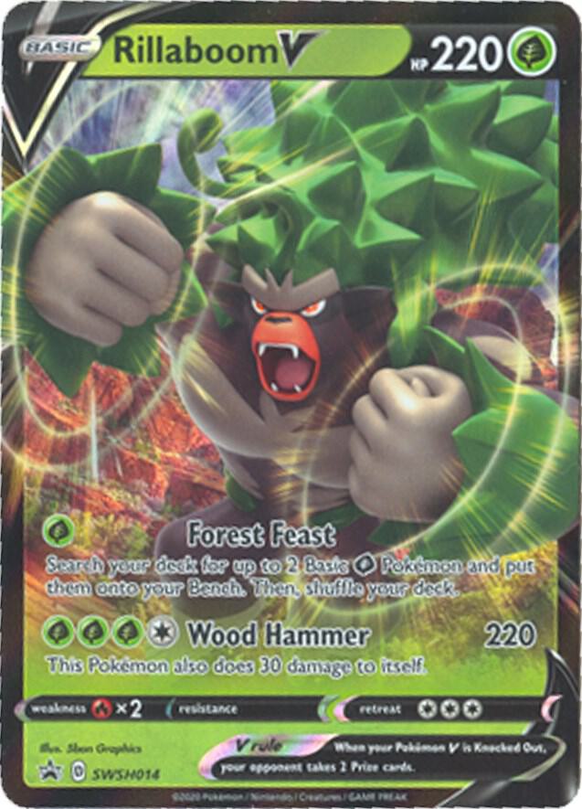 Pokemon Sword & Shield Promo Rillaboom V SWSH014 Holo Card - stylecreep.com