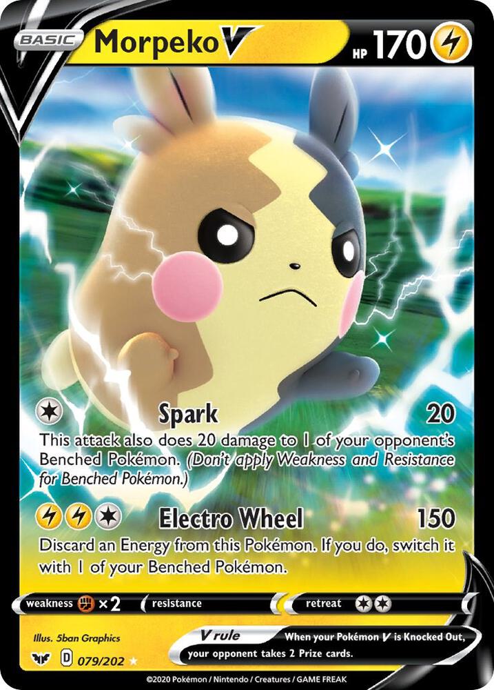 Pokemon Sword & Shield Base Set Morpeko V 079/202 Ultra Rare Holo Card