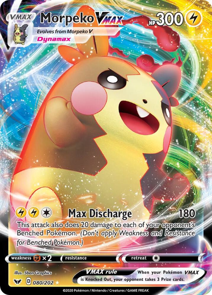 Pokemon Sword & Shield Base Set Morpeko VMAX 080/202 Ultra Rare Holo Card