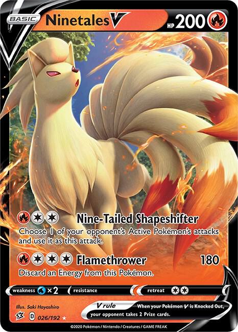 Pokemon Rebel Clash Ninetales V 026/192 Ultra Rare Holo Card - stylecreep.com