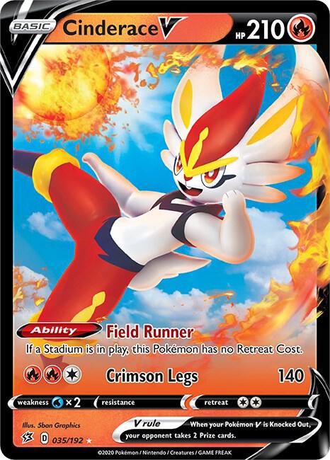 Pokemon Rebel Clash Cinderace V 035/192 Ultra Rare Holo Card - stylecreep.com