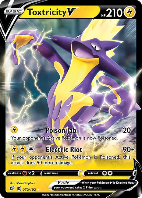 Pokemon Rebel Clash Toxtricity V 070/192 Ultra Rare Holo Card - stylecreep.com