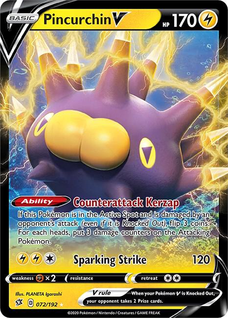 Pokemon Rebel Clash Pincurchin V 072/192 Ultra Rare Holo Card - stylecreep.com