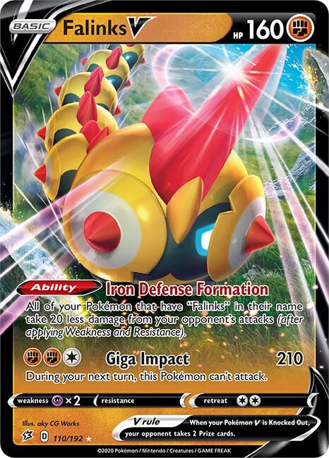 Pokemon Rebel Clash Falinks V 110/192 Ultra Rare Holo Card - stylecreep.com