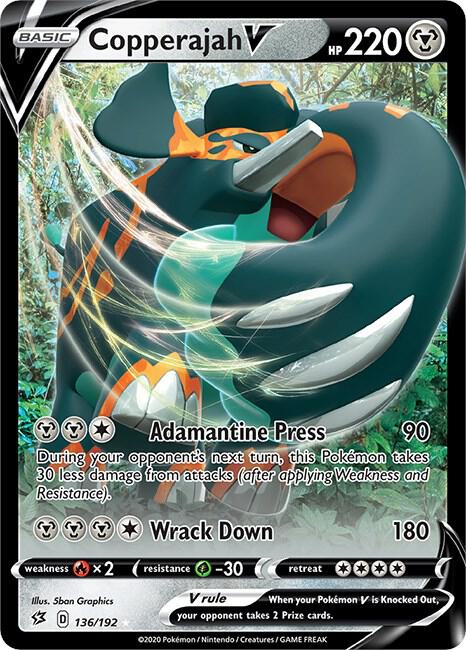 Pokemon Rebel Clash Copperajah V 136/192 Ultra Rare Holo Card - stylecreep.com