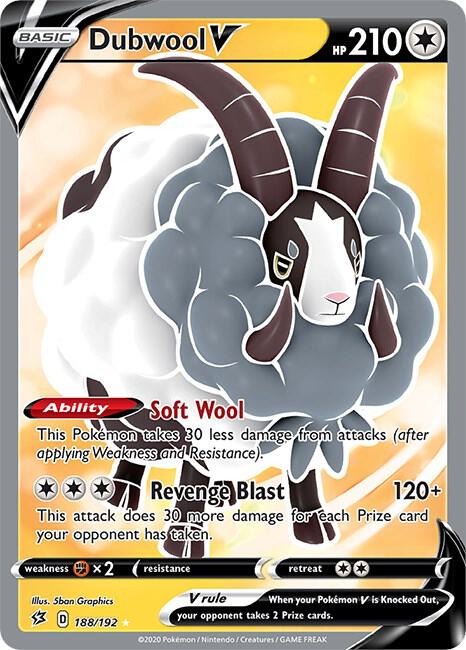 Pokemon Rebel Clash Dubwool V (Full Art) 188/192 Ultra Rare Holofoil Card - stylecreep.com