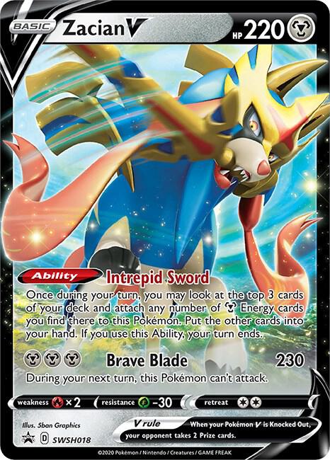 Pokemon Sword & Shield Promo Zacian V SWSH018 Holo Card - stylecreep.com