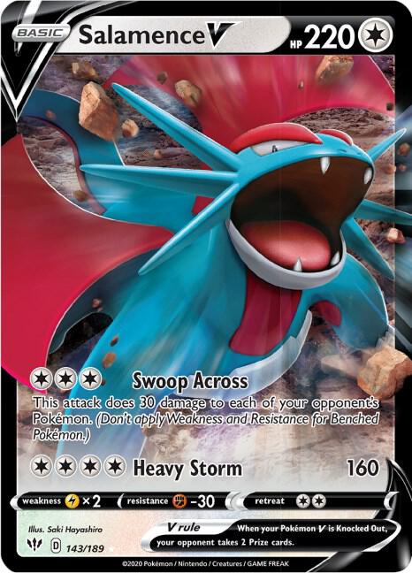 Pokemon Darkness Ablaze Salamence V 143/189 Ultra Rare Holo Card - stylecreep.com