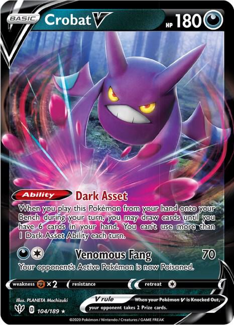 Pokemon Darkness Ablaze Crobat V 104/189 Ultra Rare Holo Card - stylecreep.com