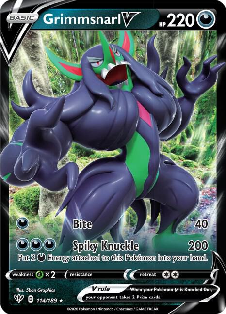 Pokemon Darkness Ablaze Grimmsnarl V 114/189 Ultra Rare Holo Card - stylecreep.com