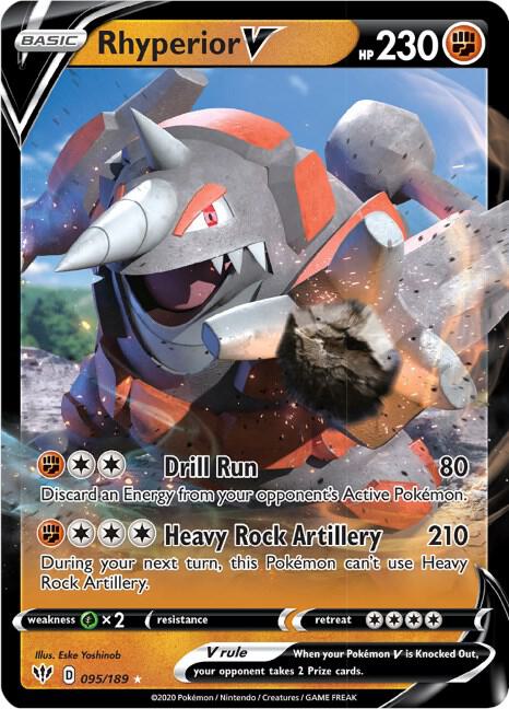 Pokemon Darkness Ablaze Rhyperior V 095/189 Ultra Rare Holo Card - stylecreep.com