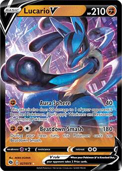 Pokemon Champion's Path Lucario V 27/73 Ultra Rare Holo Card - stylecreep.com