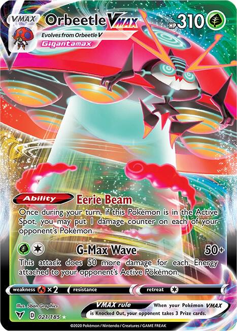 Pokemon Vivid Voltage Orbeetle VMAX 021/185 Ultra Rare Holo Card - stylecreep.com