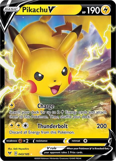 Pokemon Vivid Voltage Pikachu V 043/185 Ultra Rare Holo Card - stylecreep.com