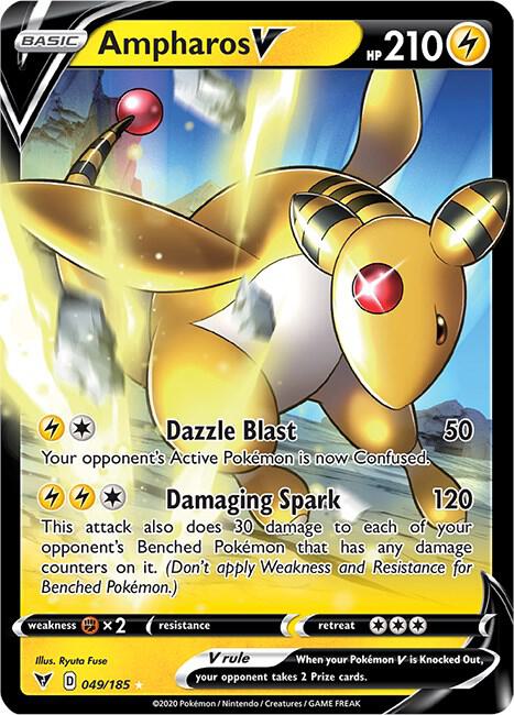 Pokemon Vivid Voltage Ampharos V 049/185 Ultra Rare Holo Card - stylecreep.com