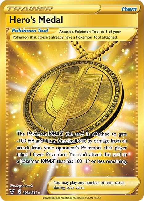 Pokemon Vivid Voltage Hero's Medal (Secret) 201/185 Secret Rare Holofoil Card - stylecreep.com