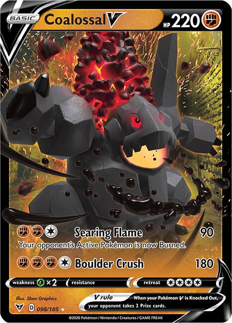 Pokemon Vivid Voltage Coalossal V 098/185 Ultra Rare Holo Card - stylecreep.com