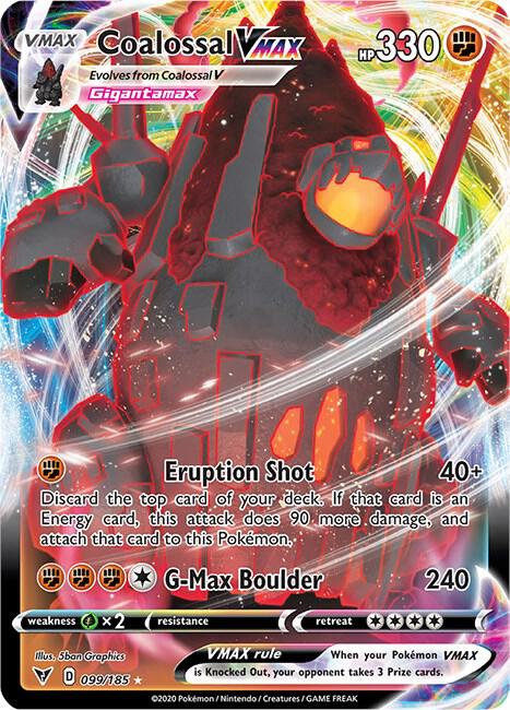 Pokemon Vivid Voltage Coalossal VMAX 099/185 Ultra Rare Holo Card - stylecreep.com