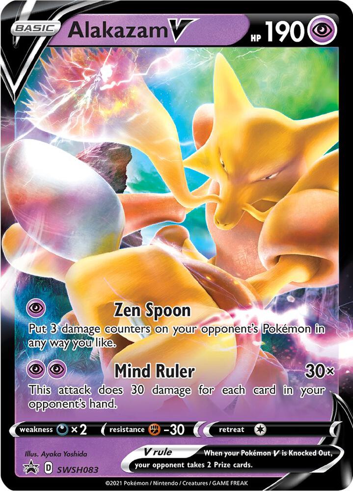 Pokemon Sword & Shield Promo Alakazam V SWSH083 Holo Card