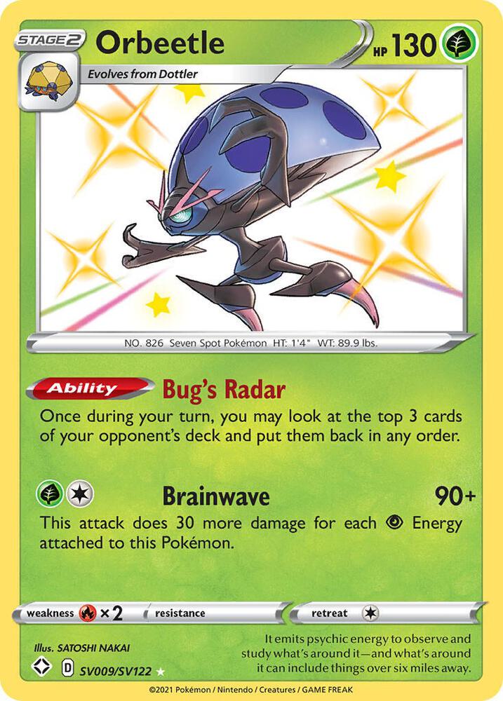 Pokemon Shining Fates Orbeetle SV009/SV122 Shiny Holo Rare Holo Card - stylecreep.com