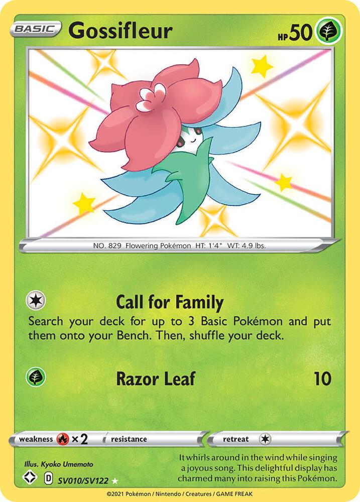 Pokemon Shining Fates Gossifleur SV010/SV122 Shiny Holo Rare Holo Card - stylecreep.com