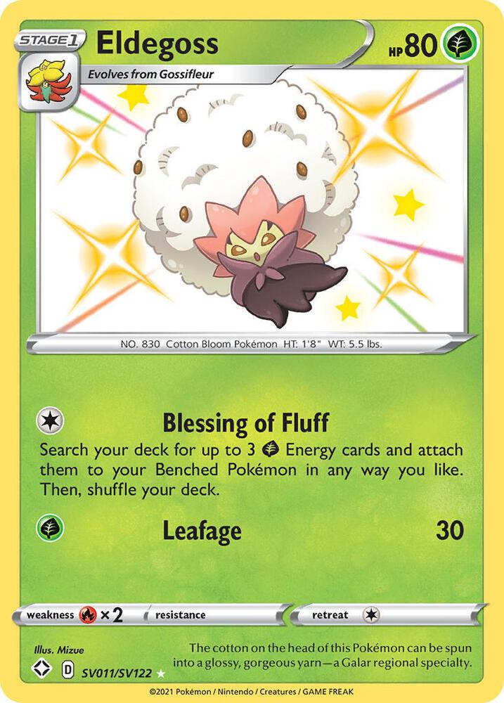 Pokemon Shining Fates Eldegoss SV011/SV122 Shiny Holo Rare Holo Card - stylecreep.com