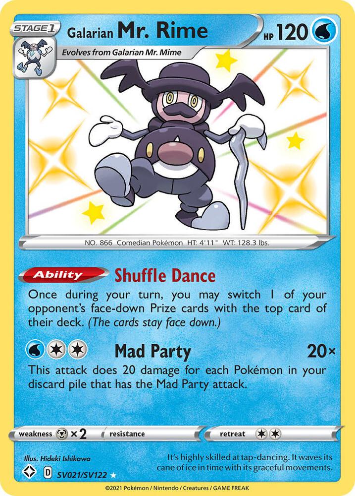 Pokemon Shining Fates Galarian Mr. Rime SV021/SV122 Shiny Holo Rare Holo Card