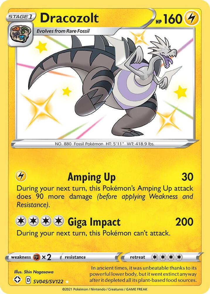 Pokemon Shining Fates Dracozolt SV045/SV122 Shiny Holo Rare Holo Card - stylecreep.com