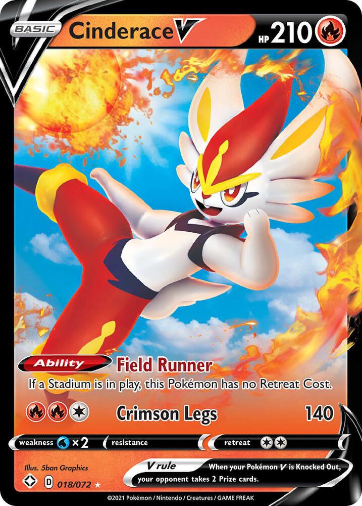 Pokemon Shining Fates Cinderace V 018/072 Ultra Rare Holo Card - stylecreep.com