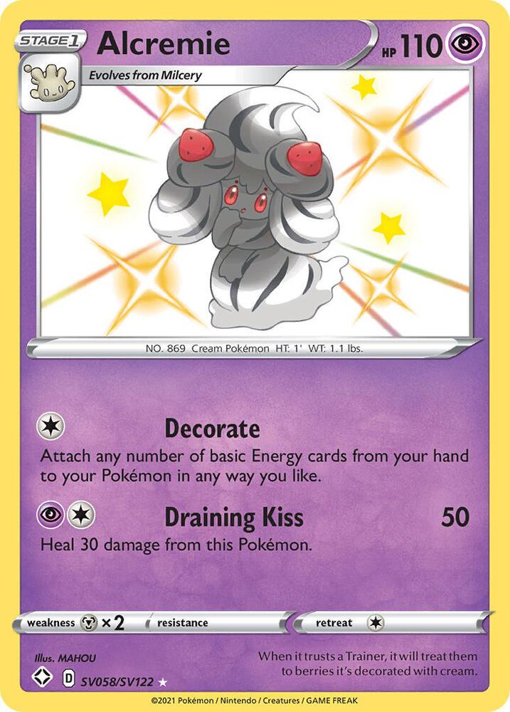 Pokemon Shining Fates Alcremie SV058/SV122 Shiny Holo Rare Holo Card - stylecreep.com