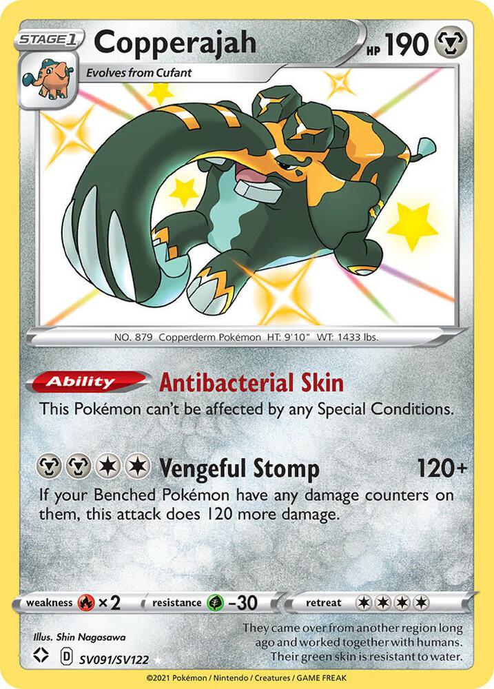 Pokemon Shining Fates Copperajah SV091/SV122 Shiny Holo Rare Holo Card - stylecreep.com