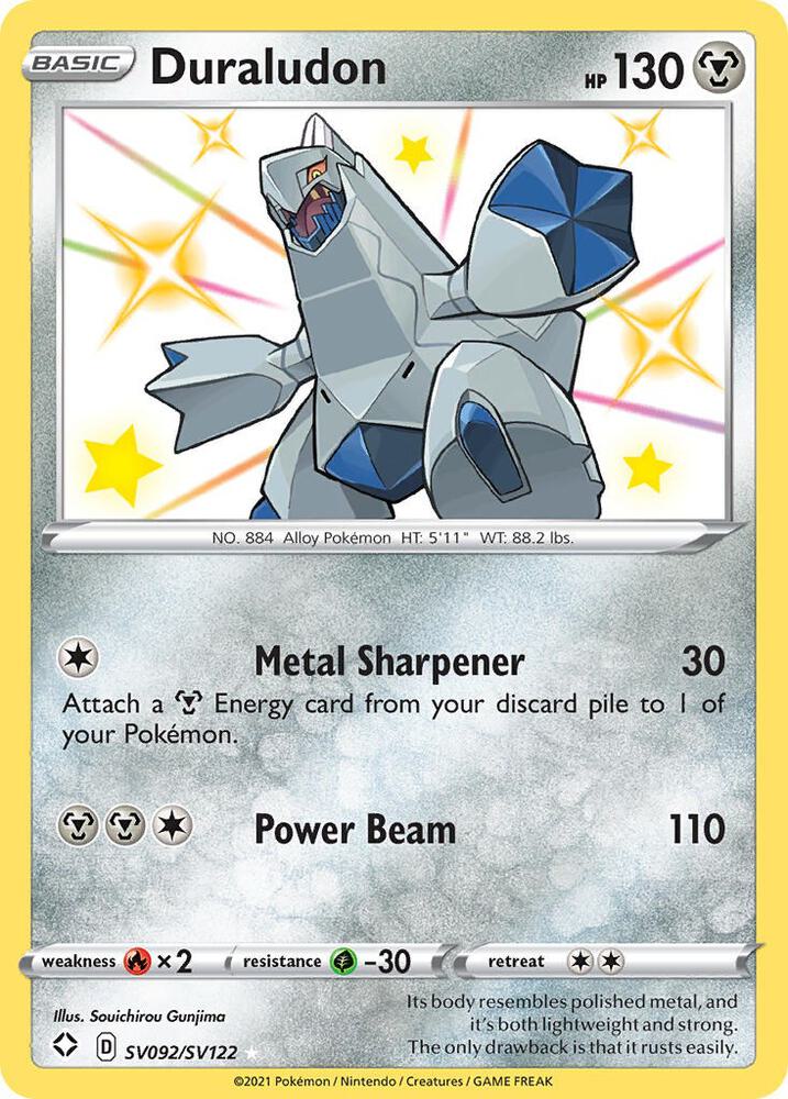 Pokemon Shining Fates Duraludon SV092/SV122 Shiny Holo Rare Holo Card